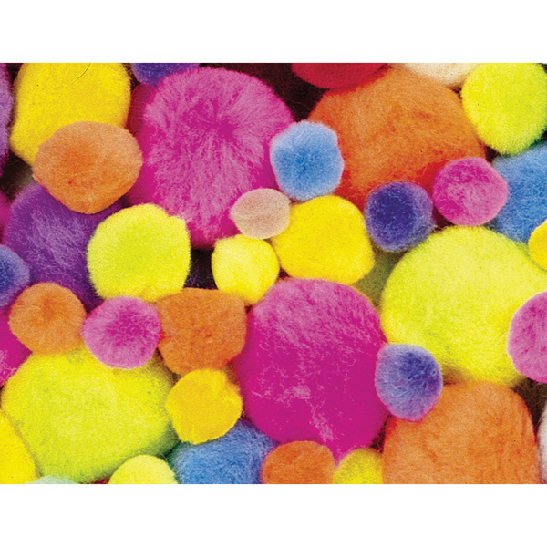 Creativity Street Pom Pons, Hot Colors, Assorted Sizes, 100 Count, PK2 PAC8112-02